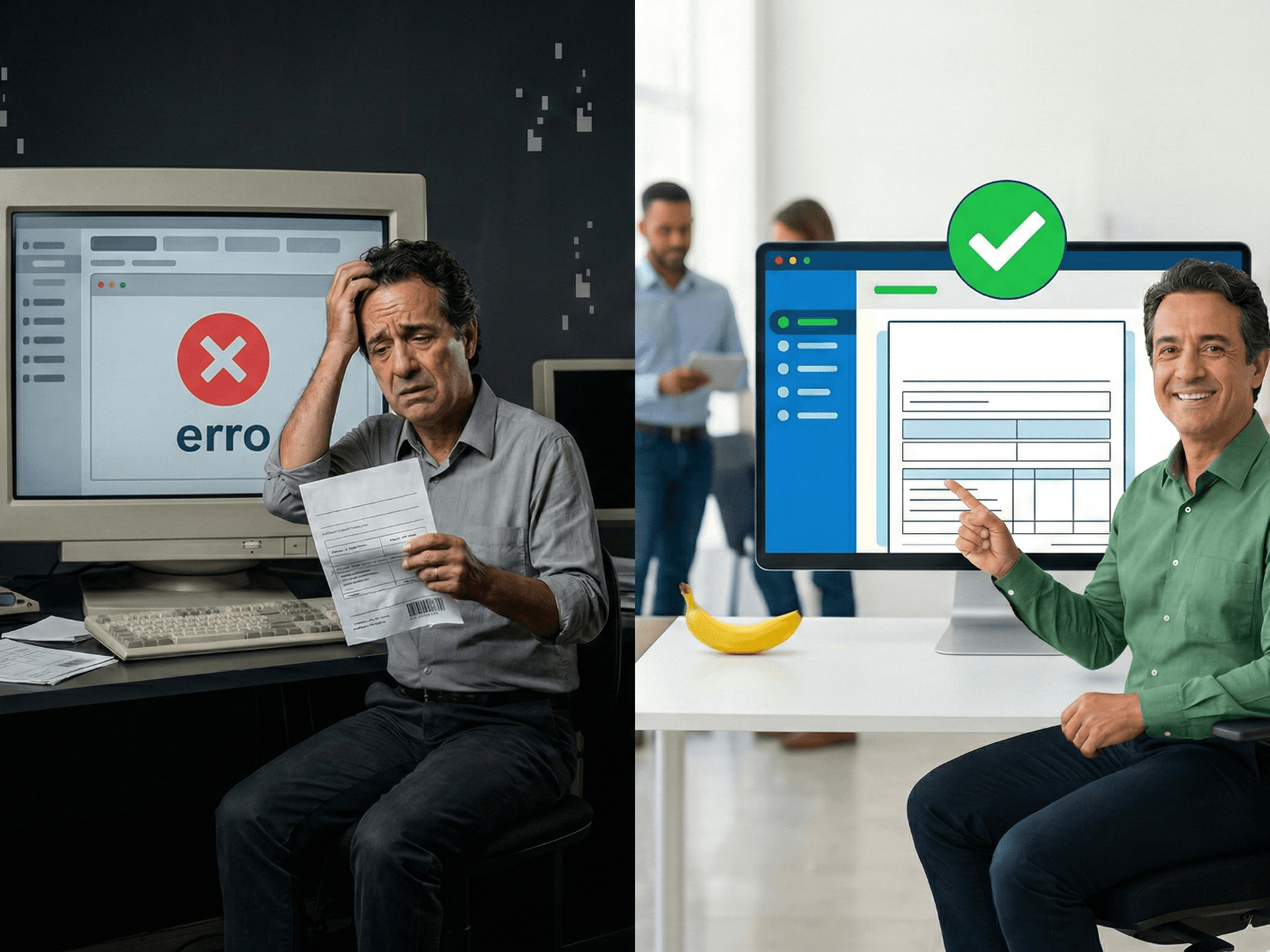 Escritório de contabilidade com profissionais e documentos fiscais atualizados