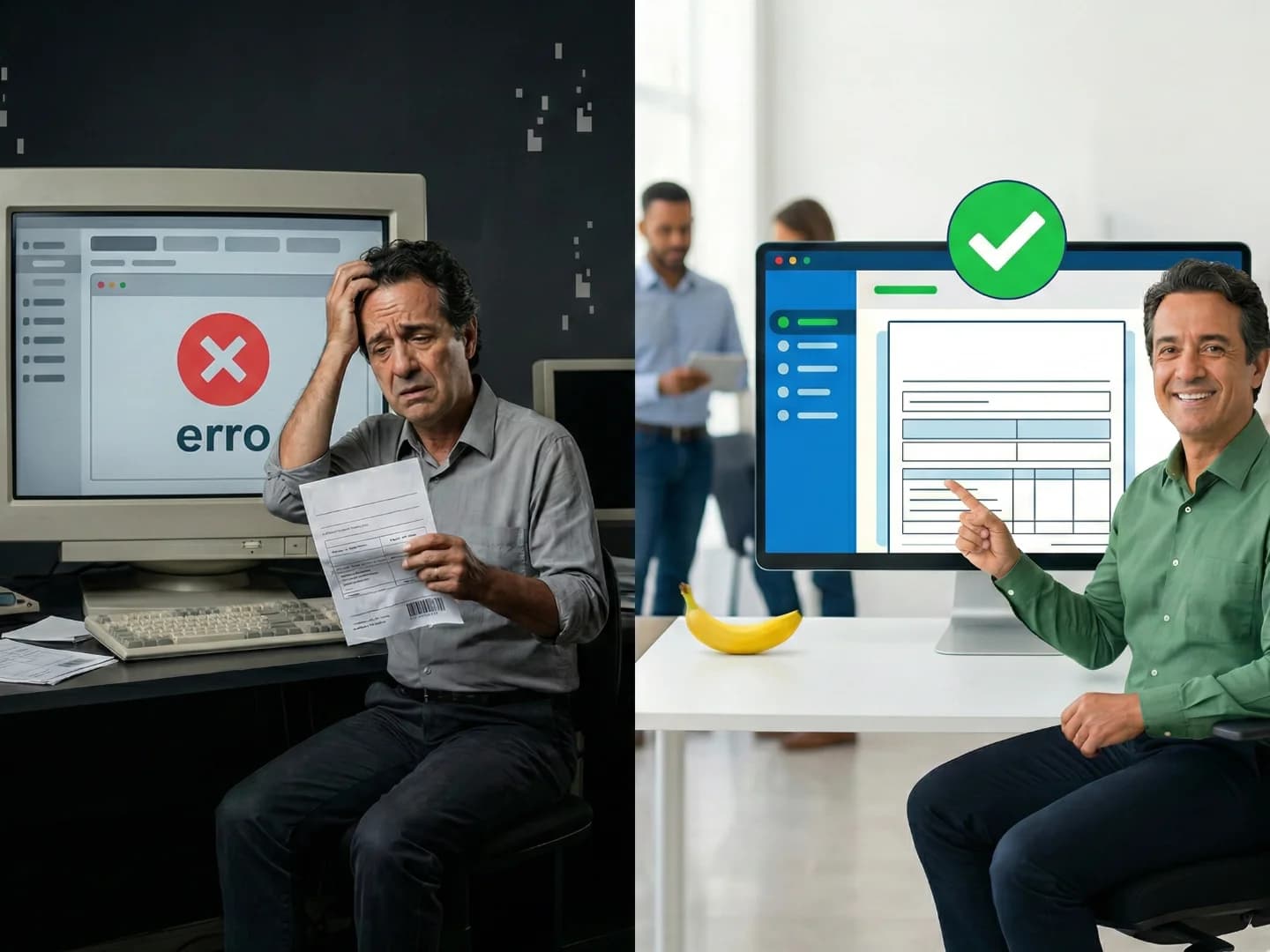 Escritório de contabilidade com profissionais e documentos fiscais atualizados